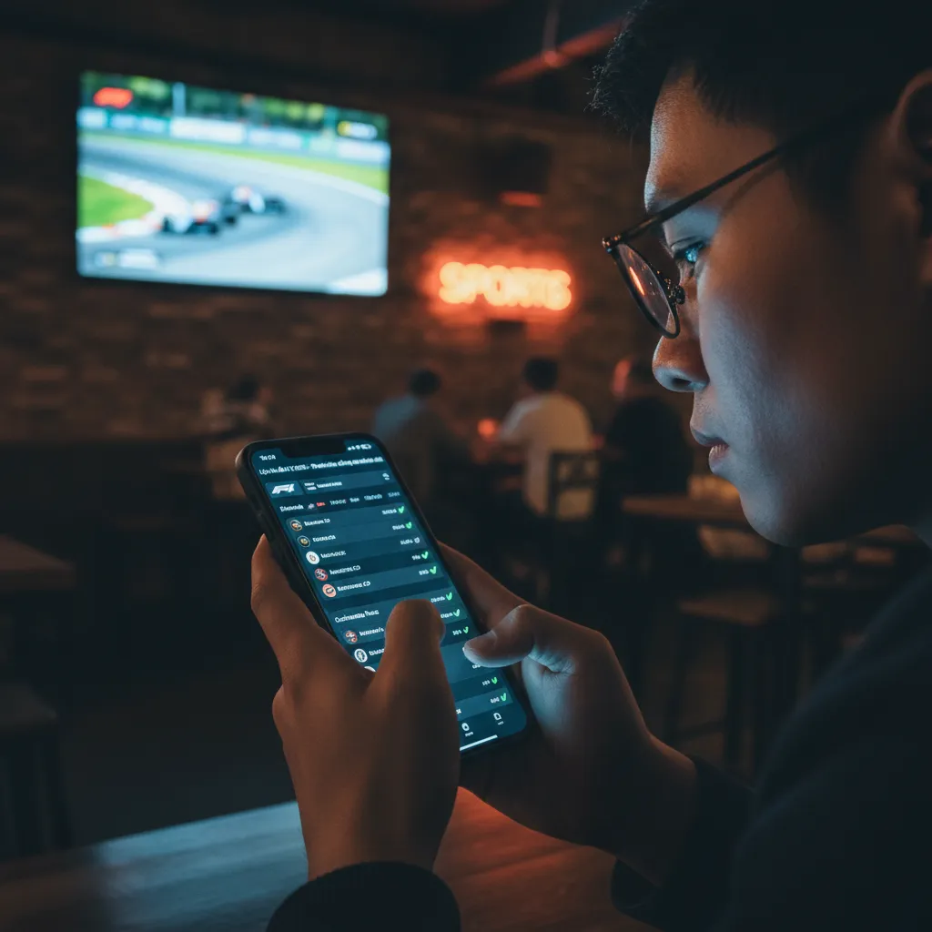 Cuộc đua F1 trên đường phố hiện đại dưới ánh đèn đêm